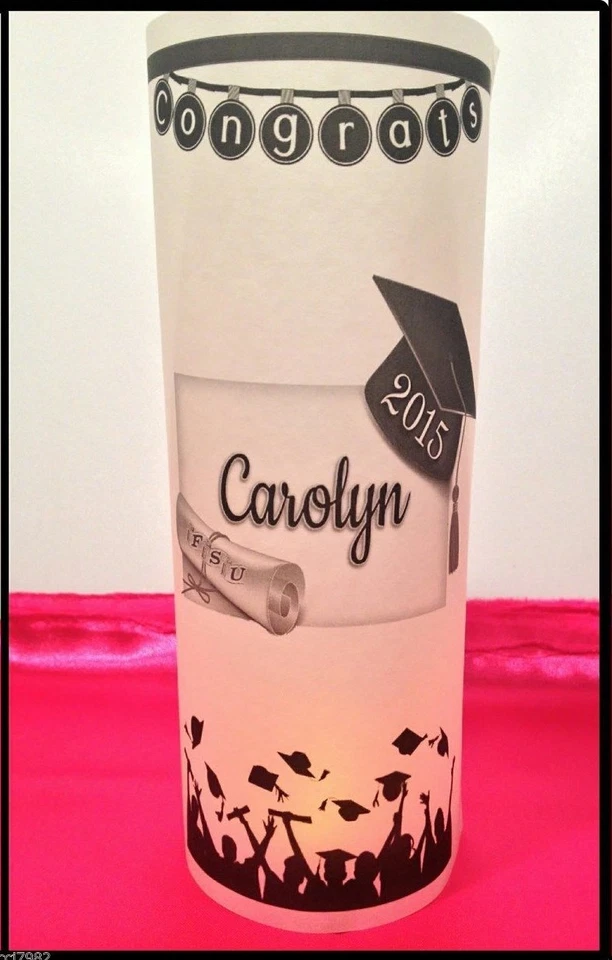10 Centros de Mesa Luminarias Graduación Vitela Personalizados Decoración Fiesta B Foto 4 de 4
