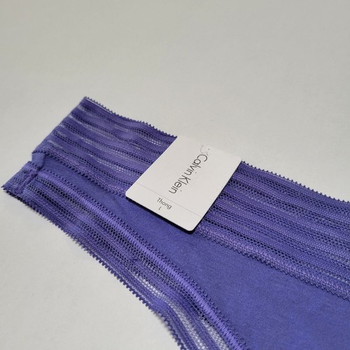 Calvin Klein Striped-Waist Thong QD3670 Blue Iris Purple Size L - Picture 3 of 9
