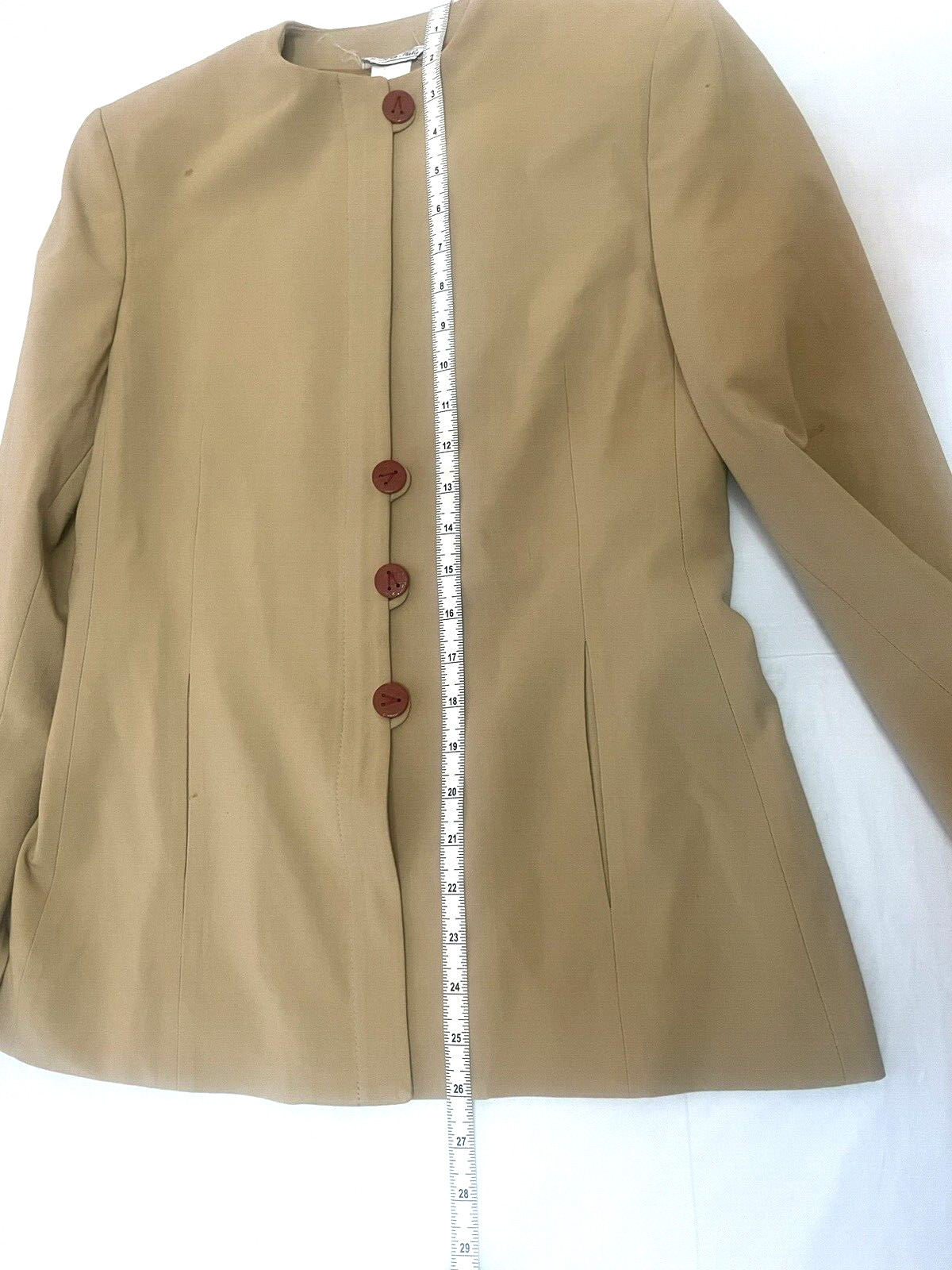 Vintage GIANNI VERSACE COUTURE Linen Suit Collarless Fitted Blazer Jacket + Pant image 9