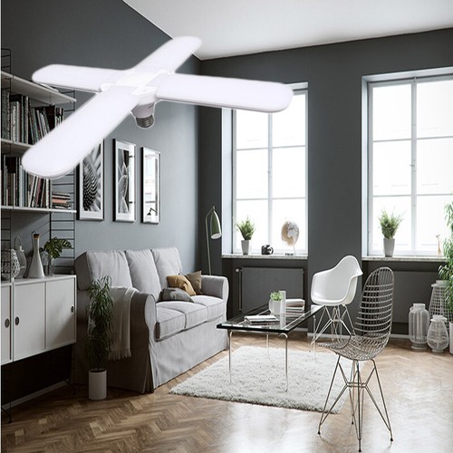 LED Folding Light Bulb B22/E27 Ceiling Lamp Fan Blade for Garage 48W/60W Cool - Picture 7 of 14