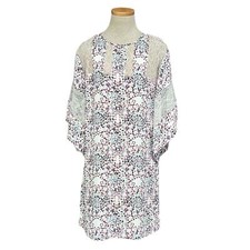 BCBGMAXAZRIA Dress Women's S Small White Red Flare Sleeve Lace Bohemian