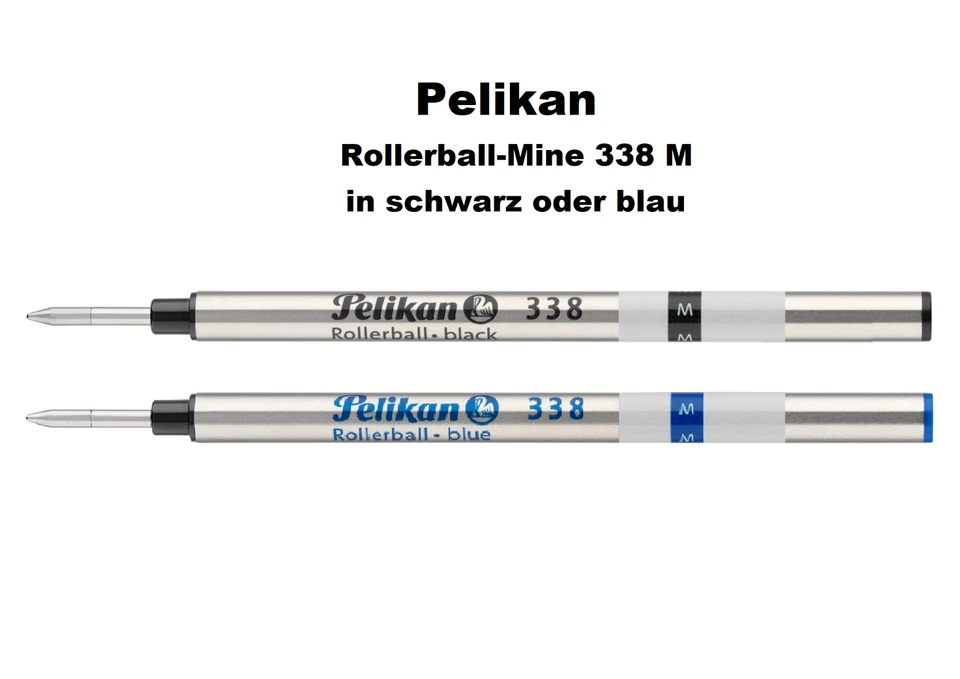 PELIKAN Tintenroller-Mine 338 M = Mittelstrich Großraummine in schwarz oder blau