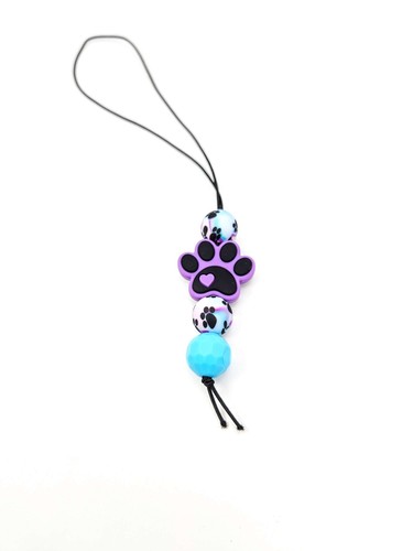 Pawprint keychain rearview mirror bling set. Dog, cat, animal lover. - Picture 10 of 10