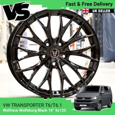 FOR VW T6 TRANSPORTER 2015> WOLFRACE WOLFSBURG GLOSS BLACK 18" LOAD RATED WHEELS
