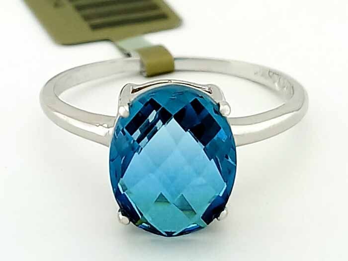 GENUINE 2.65 Cts BLUE ZIRCON RING SOLID 10K WHITE GOLD - Free Certificate
