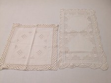 Tischdecke Set 2 Stück Weiß Quadratisch/Rechteckig Handarbeit Gehäkelt Gebraucht