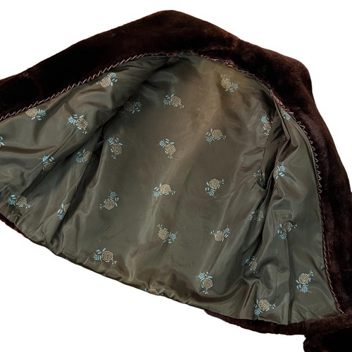 Chaqueta corta Mid Century marrón oscuro de piel sintética talla pequeña - Imagen 3 de 10