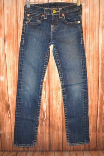 True Religion Girls Straight No Pocket Flaps Dark Blue Denim Jeans Sz 12 - Picture 4 of 12