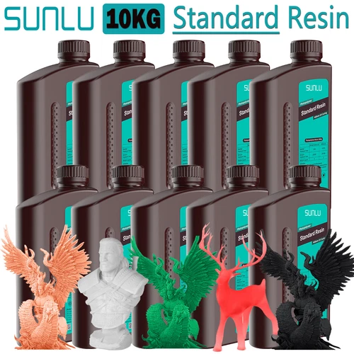 10x 1KG SUNLU 3D Printer Resin,Liquid Standard Photopolymer,Fast Curing 3D Resin