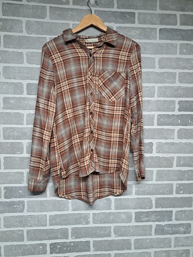 Becool Womens Plaid Rayon Long Sleeve Western Button Down Shirt Size Small NWT
