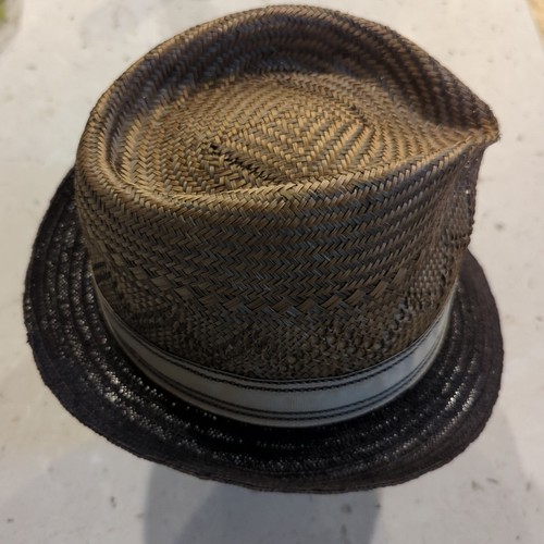 Goorin Bros Straw Fedora Hat Cap Adult Medium Brown Panama Logo Pin - Picture 5 of 10