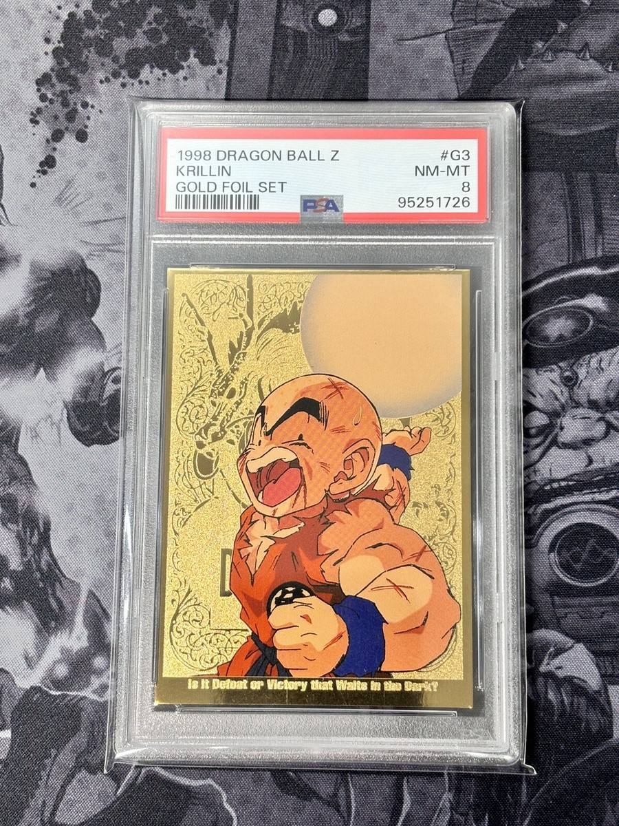 PSA 8 1998 Dragon Ball Z Krillin Gold Foil Set Amada JPP PSA 8 1998 Dragon Ball Z Krillin Gold Foil Set Amada JPP