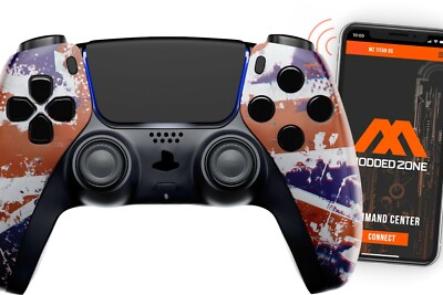 UK Flag Smart Rapid Fire Custom Modded Controller compatible with PS5 FPS