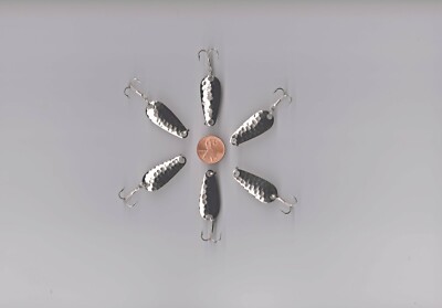 6 Custom 1/8 oz Hammered Nickel Casting Spoons Bass Trout Walleye Fishing Baits 
