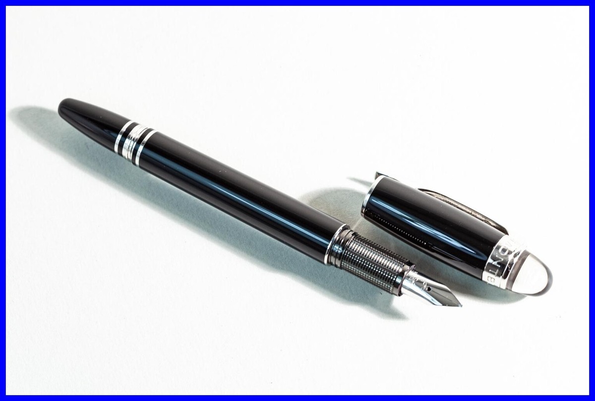 Montblanc Star Walker MIDNIGHT BLACK STEEL FOUNTAIN Pen 14K M Gold