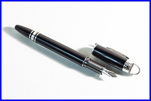 Montblanc Star Walker MIDNIGHT BLACK STEEL FOUNTAIN Pen 14K M Gold Nib 105655 - Picture 5 of 5