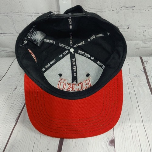 Ecko Unltd Men's Flat Bill Adjustable Snap Back Baseball Hat Black &Red - Picture 6 of 7