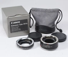 CANON EF25 & EF12 AUTO FOCUS EXTENSION TUBES IN THE BOX W CAPS & CASE