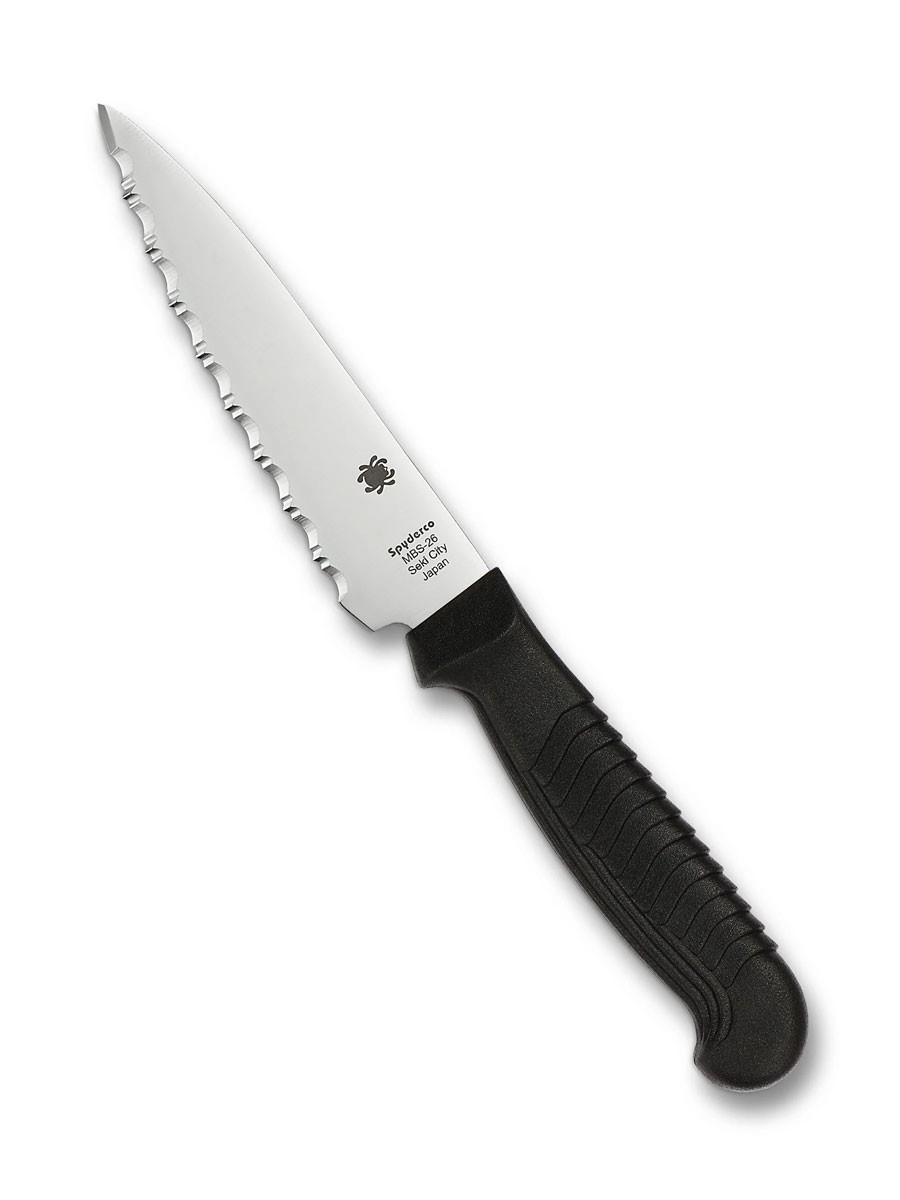 Spyderco Knives Utility Kitchen Knife Cutlery Black Serrated K05SBK