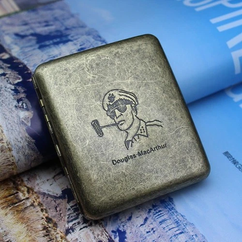 Vintage WWII MacArthur Metal Cigarette Case- Military Hero cigarette case