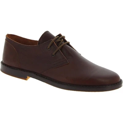 Chaussures basses Homme en cuir marron foncé artisanales semelle en cuir - Photo 1/4
