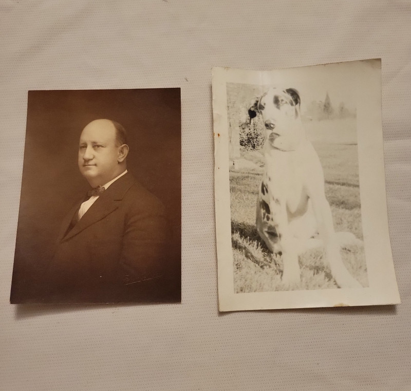 Lot 3 Vintage Original Mounted B&W Portrait Photos Men Dog Animal Theme Unfr