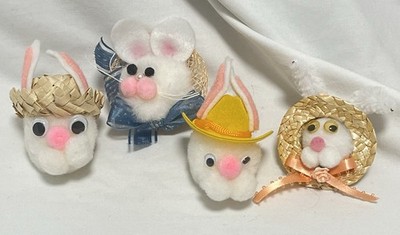 4 Vintage Handmade Easter Bunny Pins