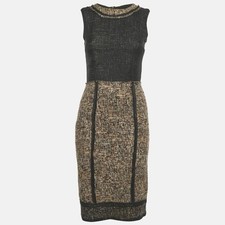 Dolce Gabbana Black Brown Tweed Sleeveless Short Dress S