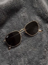 Ray-Ban Hexagonal Flat Lenses RB3548N Gold Sunglasses Used Excellent HEXAG