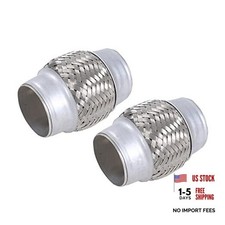 2PCS Exhaust Flex Pipe Stainless Steel Double Braid Long Heavy Duty 2x4''