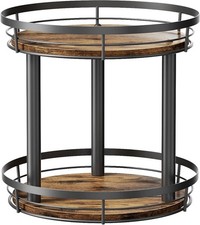 10 Inch Wooden Lazy Susan Spice Rack Organiser Two Tier Kitchen Cabinet