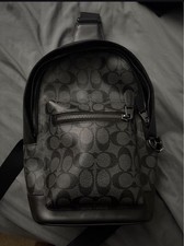 Coach Men s Black Gray Signature Logo Crossbo...