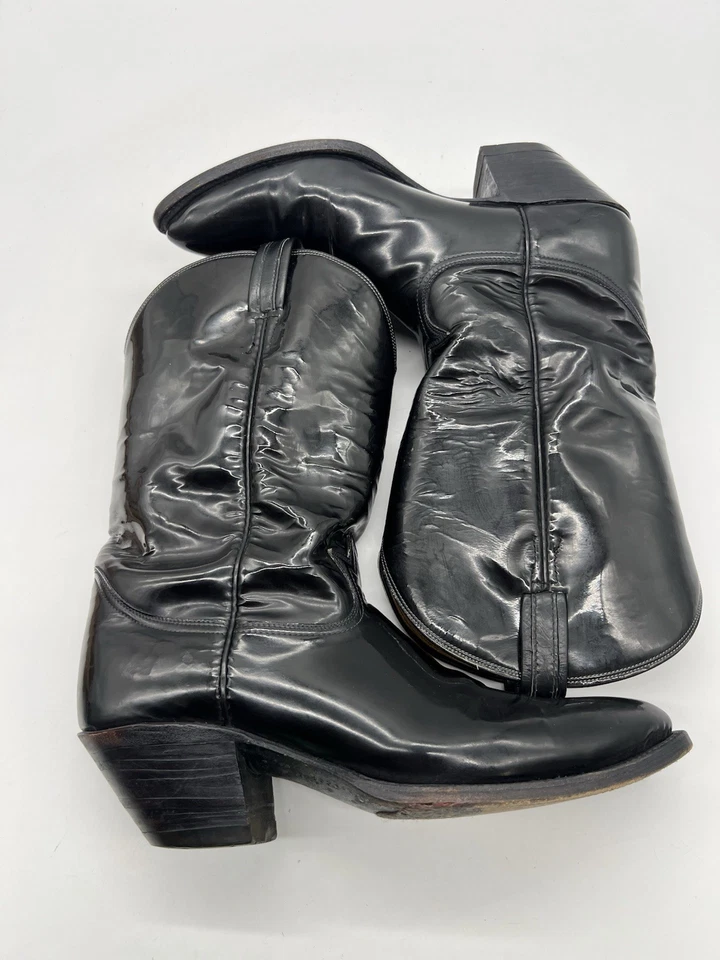 Late 1960s Tony Lama Men’s Sz 11.5D Patent Leather Cowboy Boots Glossy USA Made. - Image 4 of 4