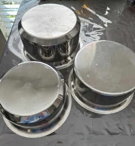3 Stainless Steel Patila / Tope stackable , sharda 2 and lalit 1 brand