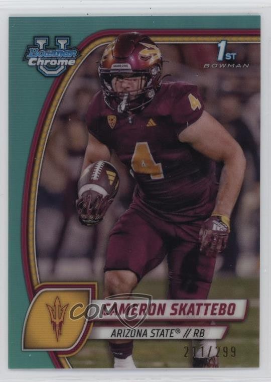 2024 Bowman U Chrome Aqua Refractor 211/299 Cam Skattebo Cameron #37 0a6