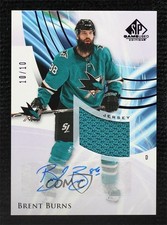 2020-21 Upper Deck SP Game Used Purple Jersey 10/10 Brent Burns #23 Auto r4i