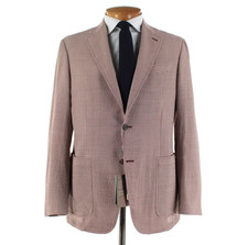 Canali Kei NWT Wool Blend Sport Coat Size 52R 42R US In Brownish Red Check