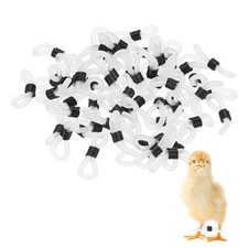 50-Pack Chick Leg Bands, Silicone Poultry Leg Bands for Chicks Ducks Black 