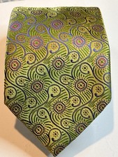 Geoff Nicholson Men's Lime Green Purple Pink Silk Neck Tie 3.75W Made in Italy