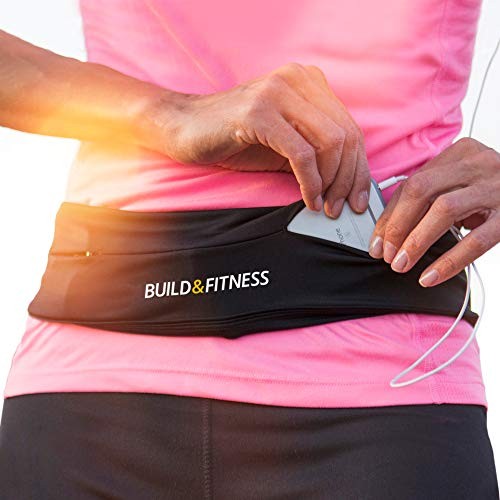 Build & Fitness Running Belt, Flip Waist Belt, Key Clip, Running Phone Holder,
