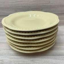 Pottery Barn Emma Yellow Beaded Scalloped Salad Plates Set of 6 Made in Portugal