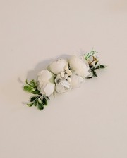 Baby Girl Floral Crown Headband   Ivory Peony  Greenery