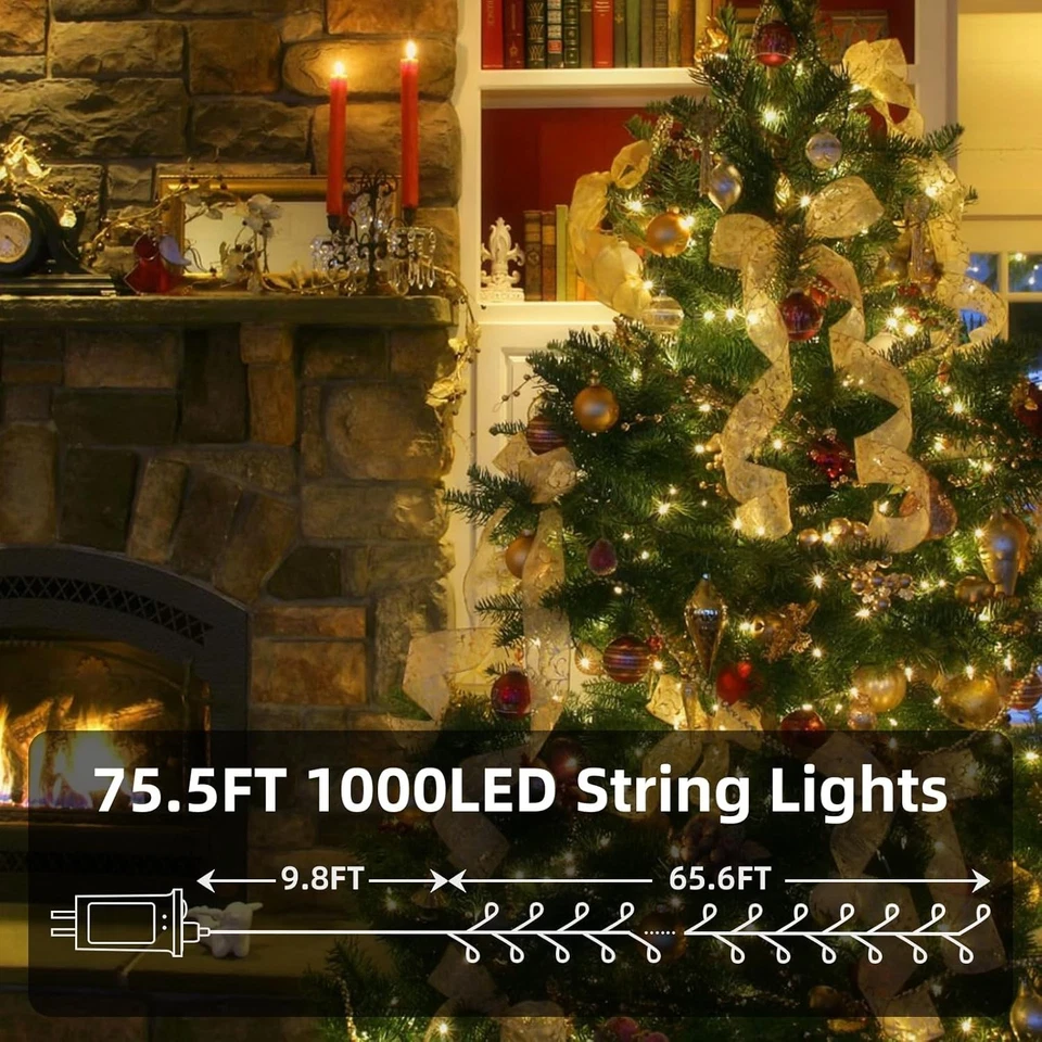 Plug in Fairy Lights 1000 LED - Timer & Remote Control - Image 4 of 4