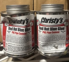 2 Pk Christy's Red Hot Blue Glue Pvc Cement Plumbers glue 1/2 pint 8oz Low-VOC