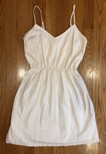 J.Crew Linen Blend Sundress Sleeveless dress S Ivory  Boho Beach Vacation Festiv