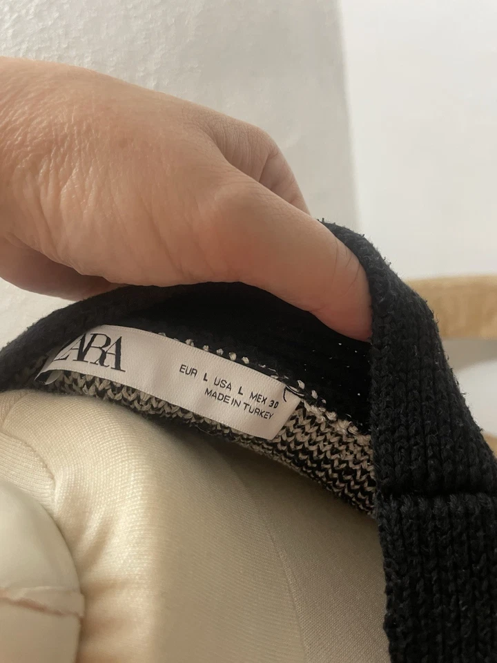 Zara Schwarzweiße Strickjacke Gr L Damen Gebraucht, Pilling - Bild 3 von 4