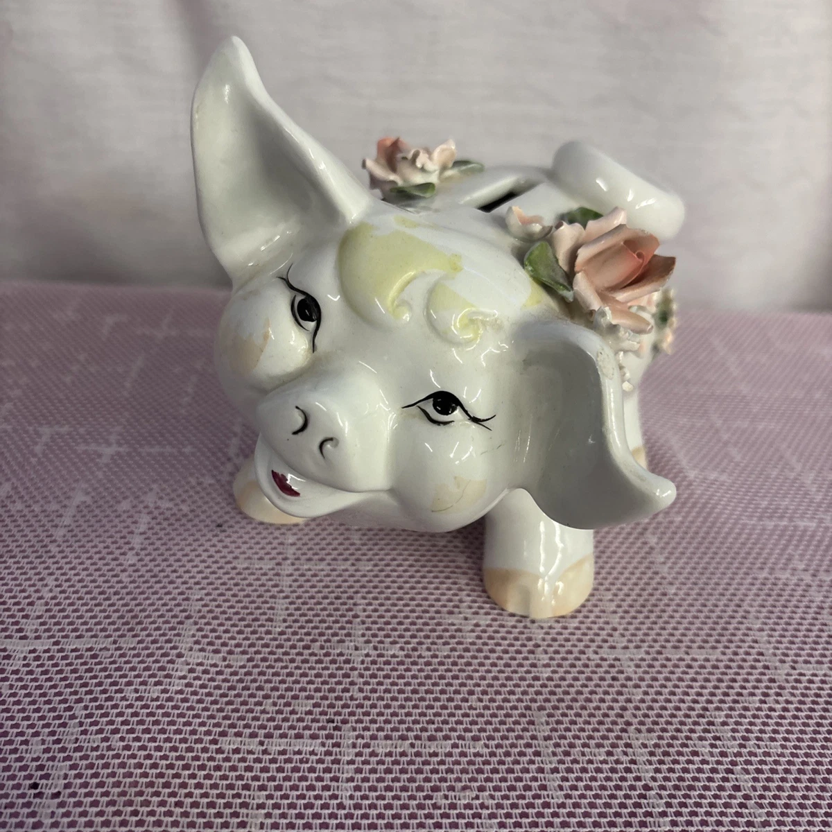 ヴィンテージ ピッグバンク｜ハンドペイント 陶器 オブジェ Hand Painted Piggy Bank for sale | eBay