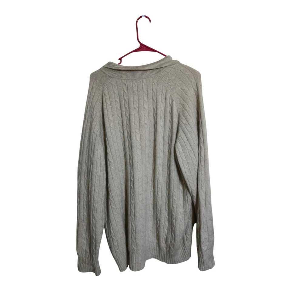 Suéter Allen Solly Hombres XL Beige Cachemira Carrera Preppy Cable Tejido Abuelo Núcleo  Foto 2 de 4