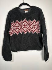VIntage Palmetto's Fleece Pullover Black Fair Isle Geometric Made in USA Large