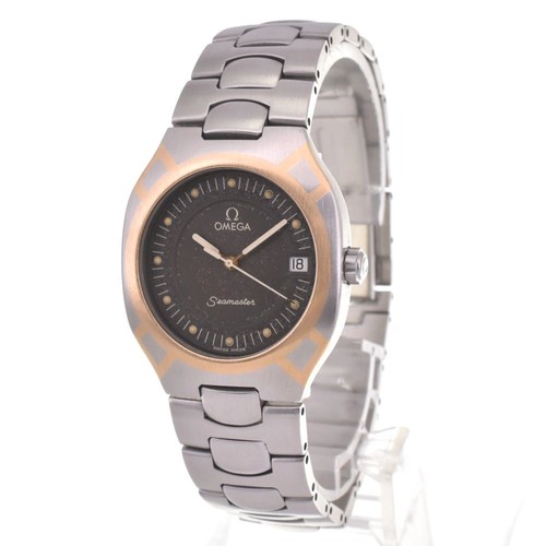 Omega Seamaster Vintage Polaris Date K18YG St. Acier Quartz Montre Hommes Auth - Photo 2 sur 7